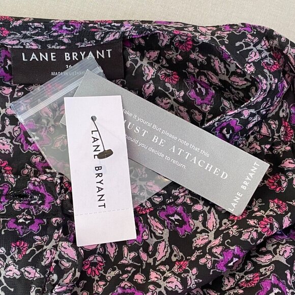 Lane Bryant Chiffon Dress Womens Size 16 Ruffles Button Down Floral Purple - Picture 9 of 11